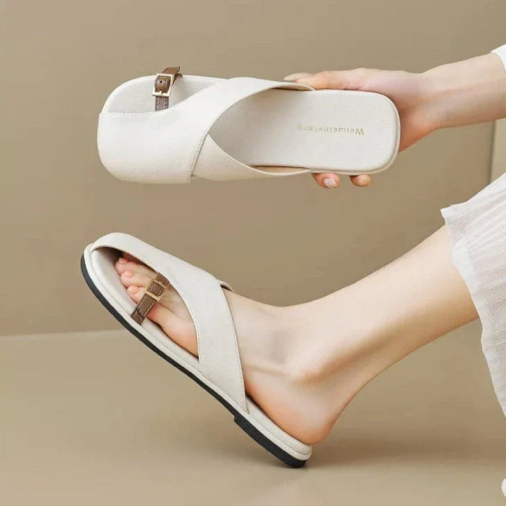 Luella | Sculpted Leather Footbed Sandals
