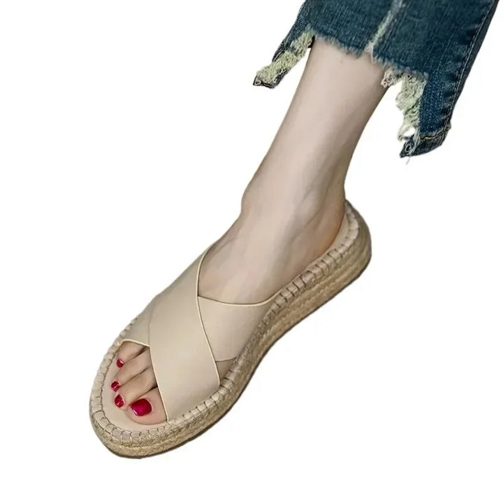 Antonine | Woven Leather Platform Slides
