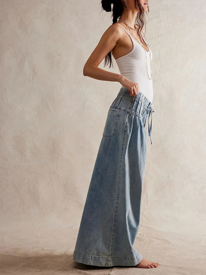 Lucia | Cotton Chambray Wide Leg Pants