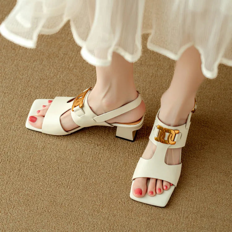 Hortensia | Chain Detail Block Heel Sandals
