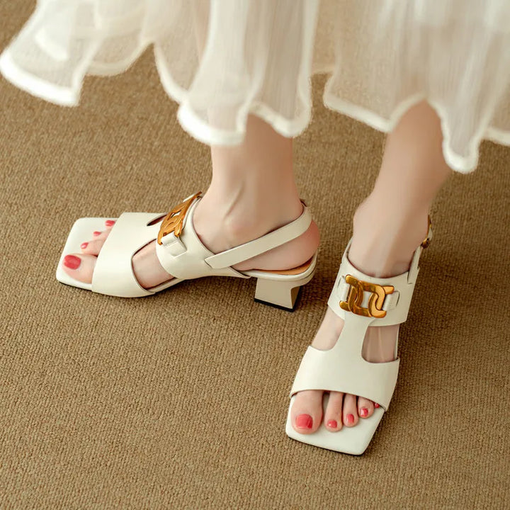 Hortensia | Chain Detail Block Heel Sandals