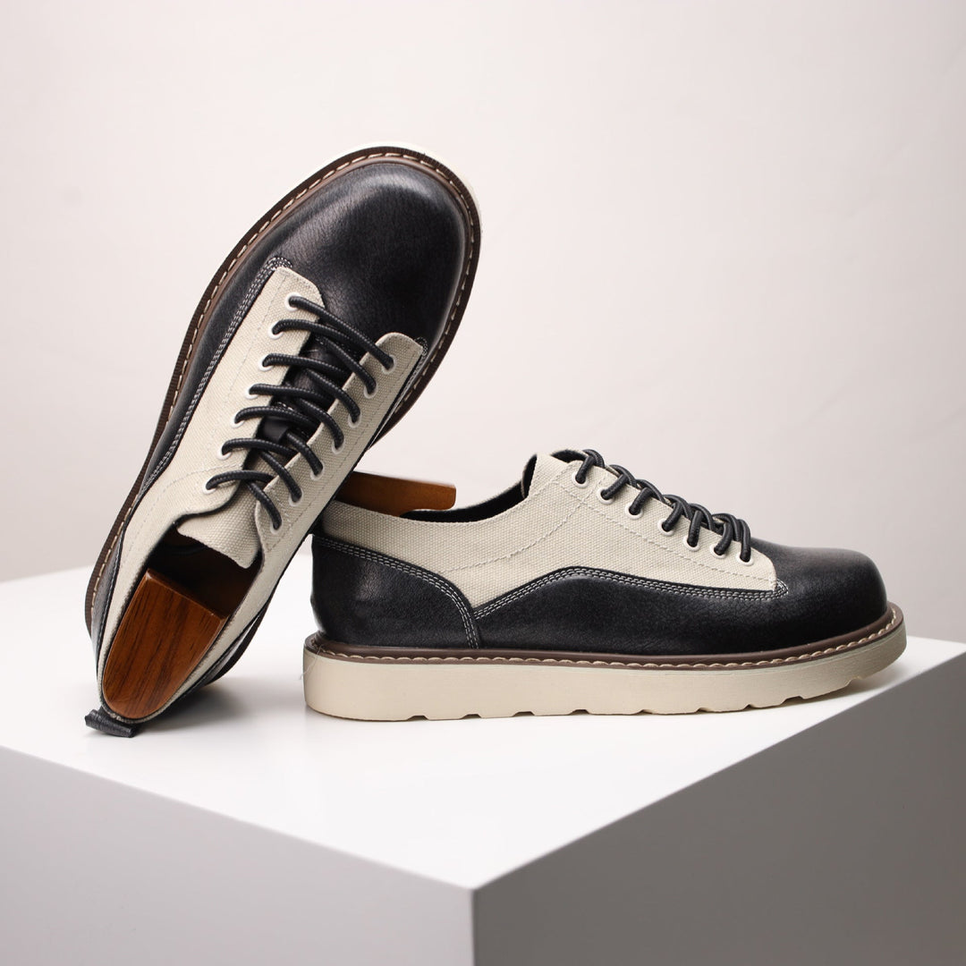 Célestin | Leather Canvas Lace-Up Sneakers