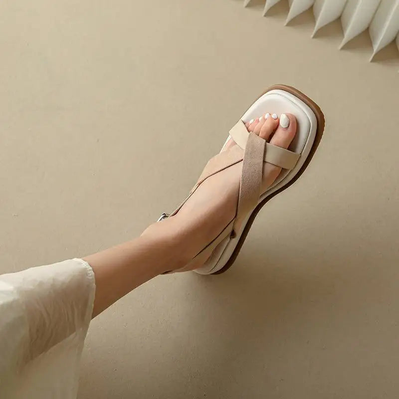 Maximilienne | Leather Low Platform Sandals