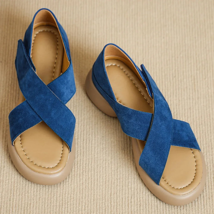 Enid | Suede Cross Band Platforms