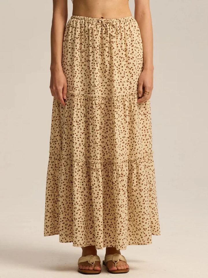 Vivian | 100% Cotton Drawstring Maxi Skirt