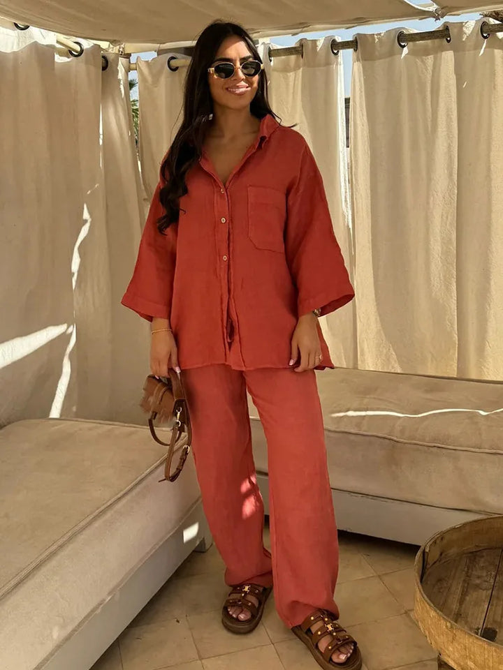 Celestina | Linen Blend Shirt and Trousers