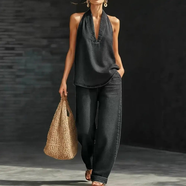 Evangeline | Washed Denim Vest and Trousers