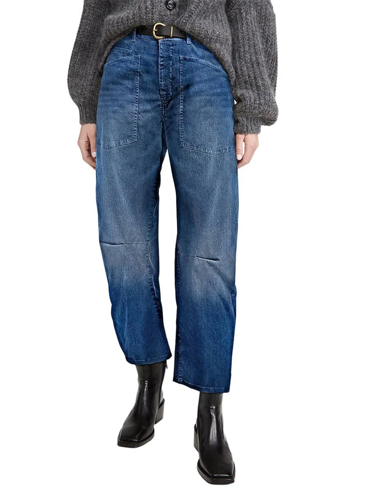 Sylviane | Structured Denim Barrel Leg Jeans