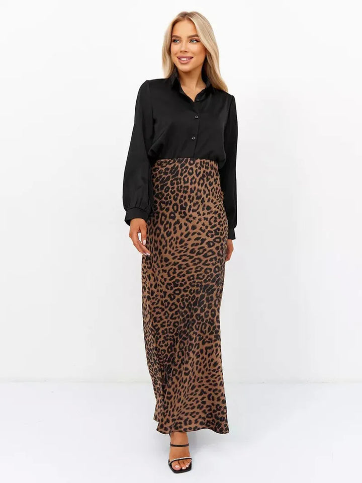 Alexandrine | Leopard Print Satin Skirt