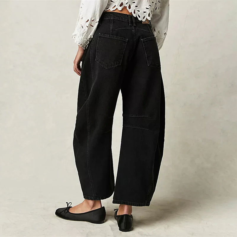 Malvine | Barrel Leg Cotton Denim Jeans