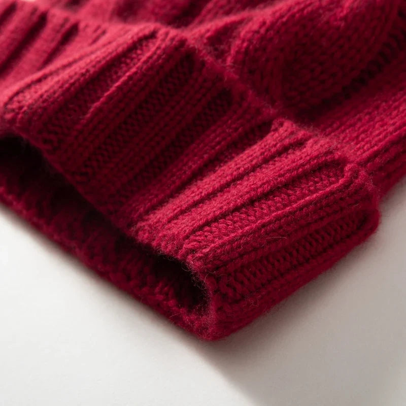 100% Cashmere Cable Knit Beanie