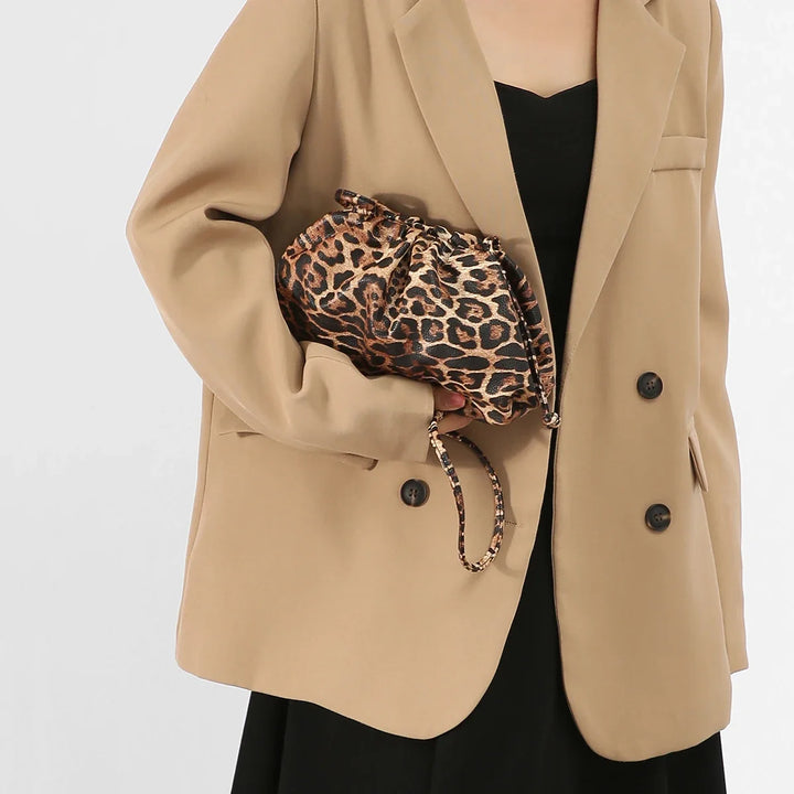 Leopard Print Hasp Clutch, Linen Lined