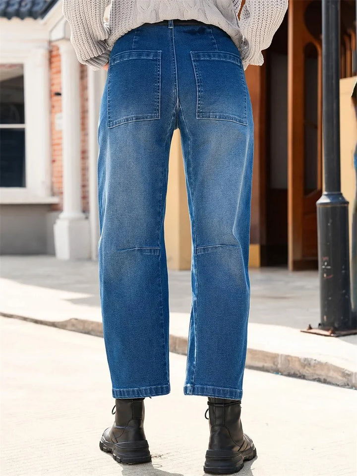 Sylviane | Structured Denim Barrel Leg Jeans