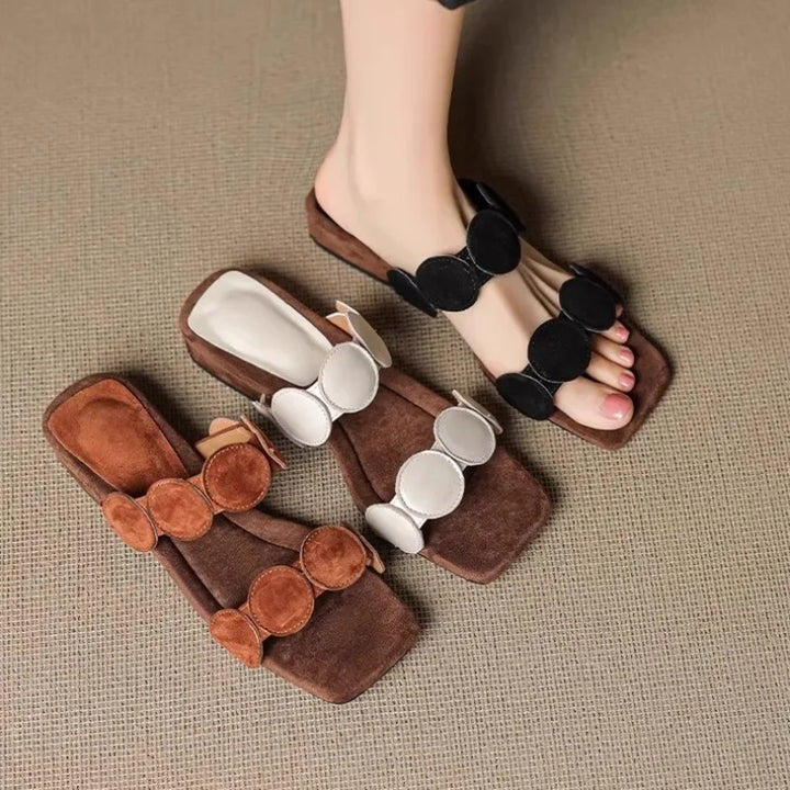 Rosella | Croc Embossed Suede Mules