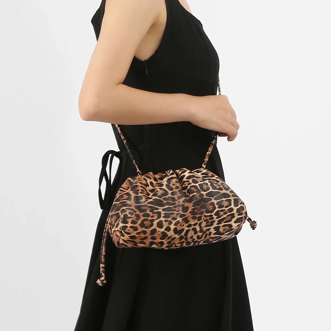 Leopard Print Hasp Clutch, Linen Lined