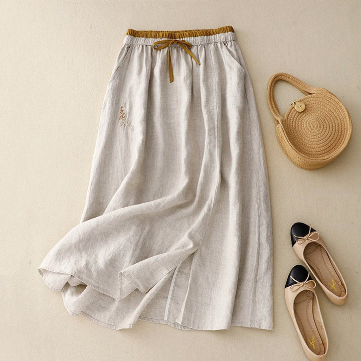 Eudoxie | Embroidered Organic Linen Skirt