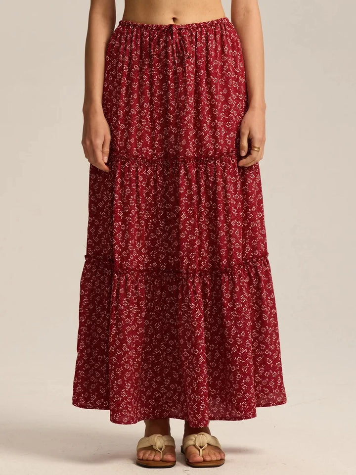 Vivian | 100% Cotton Drawstring Maxi Skirt