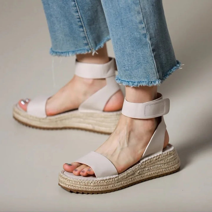 Zulma | Leather Strap Platform Espadrilles