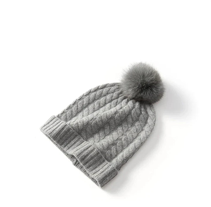 Fine Knit Cashmere Pom Beanie