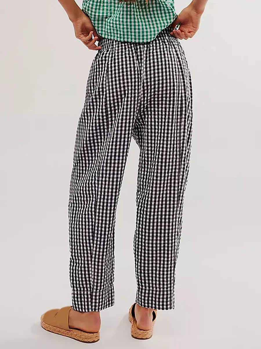 Hilda | Checked Elastic Waist Trousers