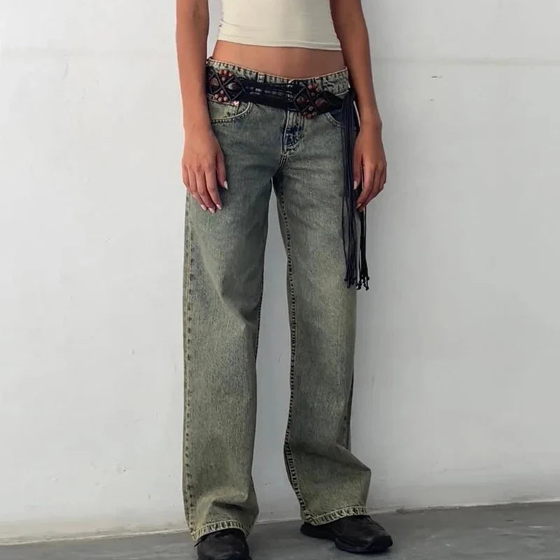 Justina | Mid Rise Wide Leg Jeans