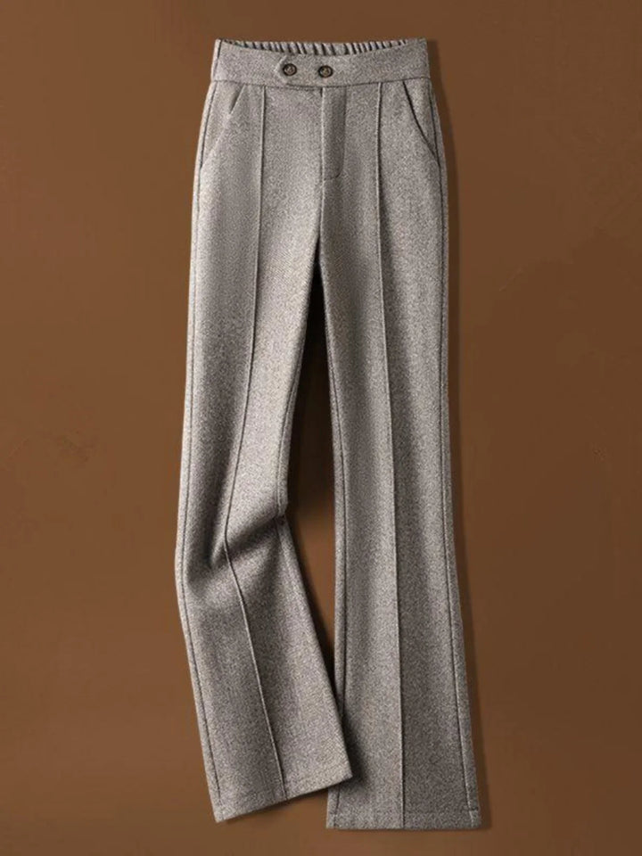Capucine | Wool Blend Pleated Flare Trousers