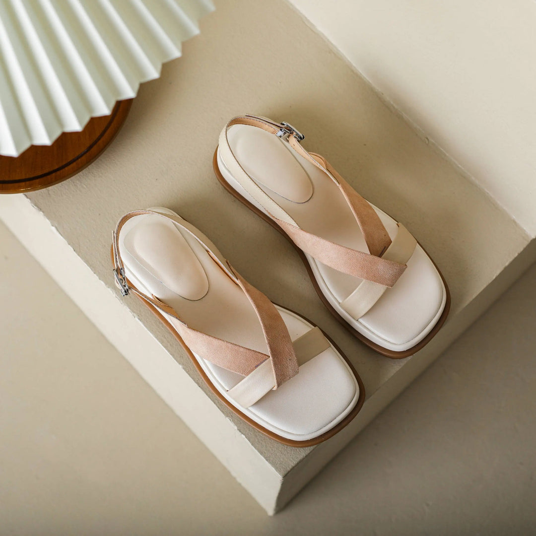 Maximilienne | Leather Low Platform Sandals