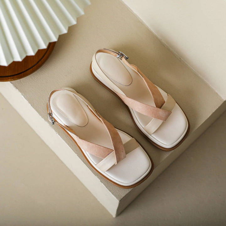 Maximilienne | Leather Low Platform Sandals