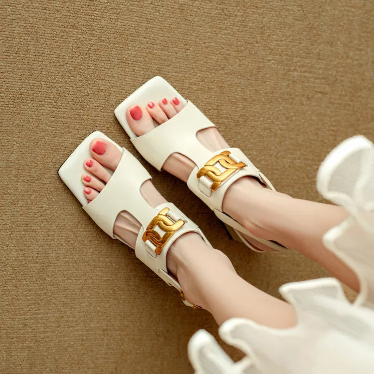 Hortensia | Chain Detail Block Heel Sandals