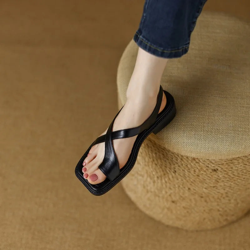 Fidelia | Italian Leather Crossed Sandals