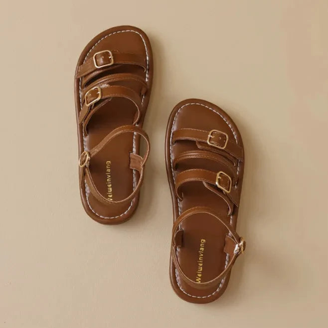 Mabel | Triple Buckle Leather Sandals