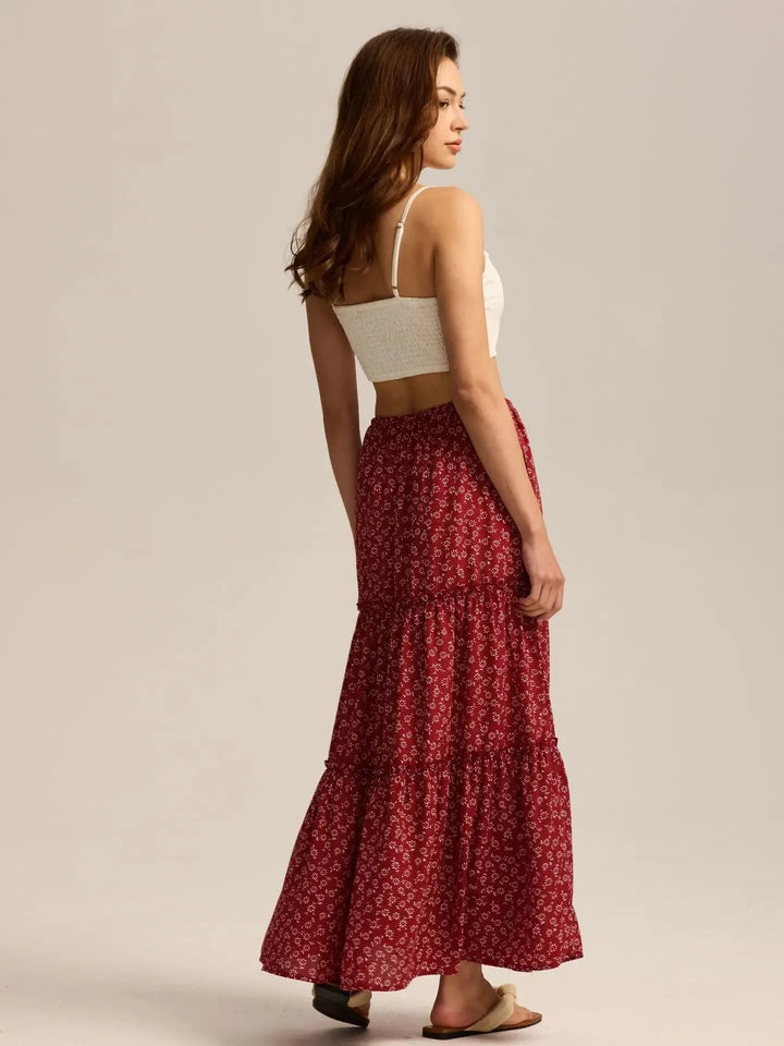 Vivian | 100% Cotton Drawstring Maxi Skirt