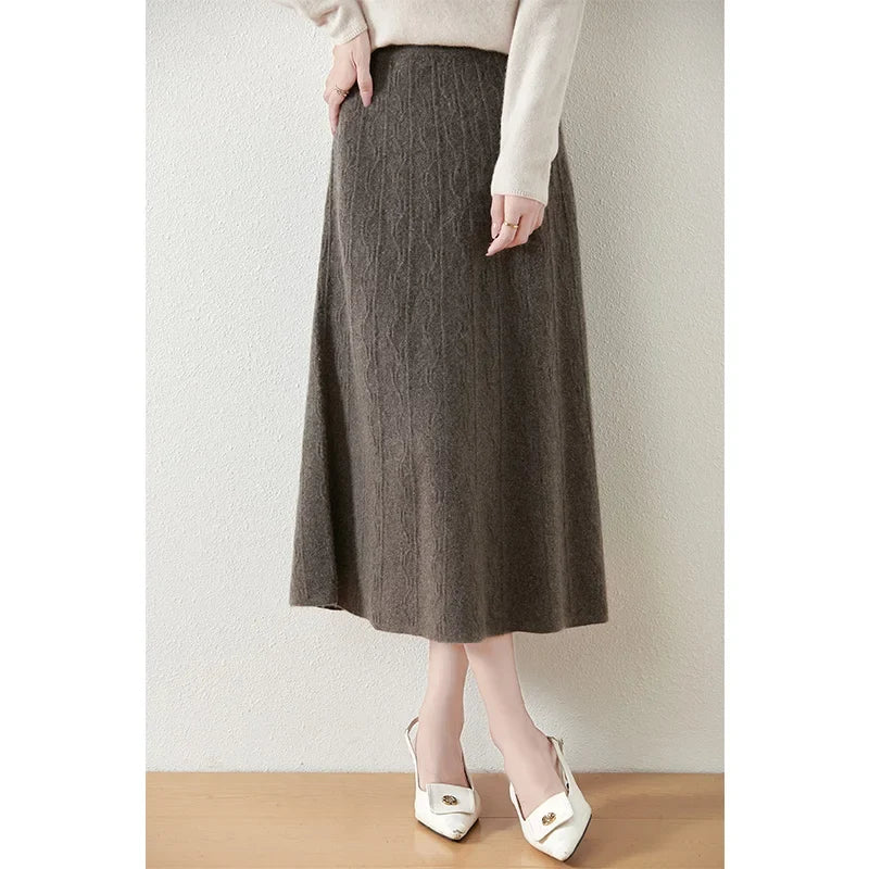 Olympia | Merino Wool Knit A-Line Skirt