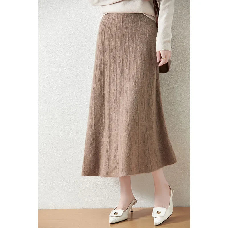 Olympia | Merino Wool Knit A-Line Skirt