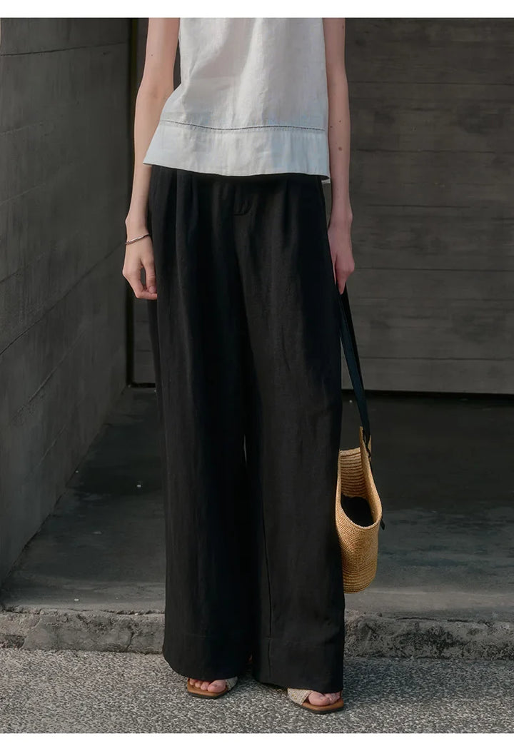Valentina | Deep Pleated Linen Blend Pants