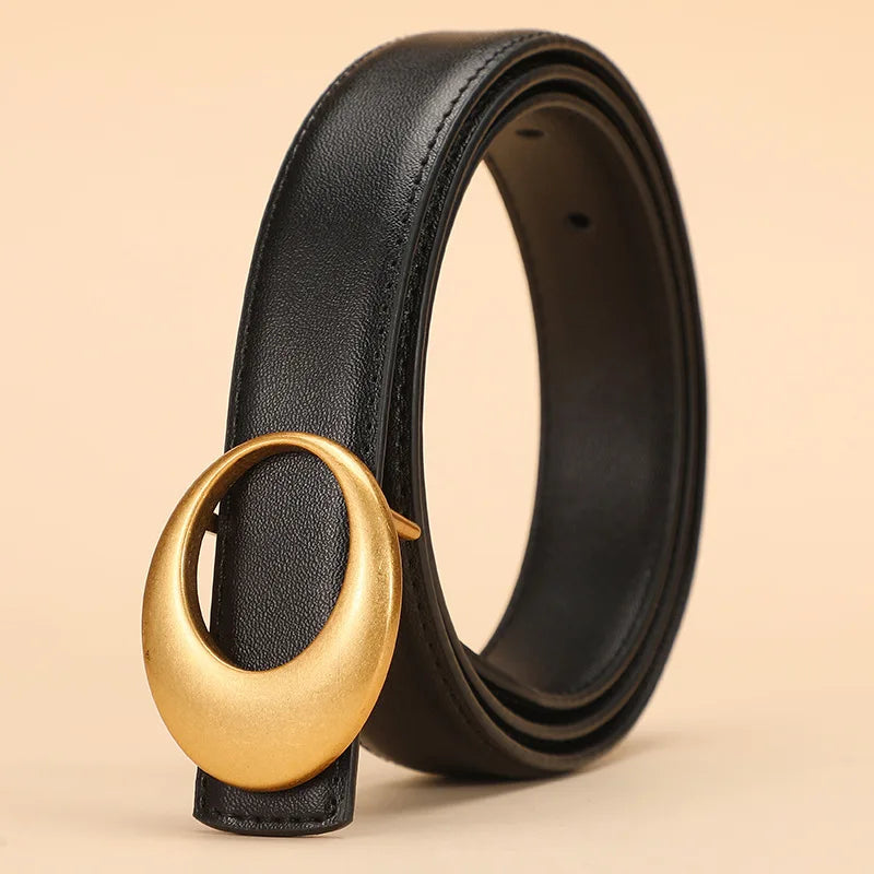 Full Grain Leather Crescent Buckle Belt