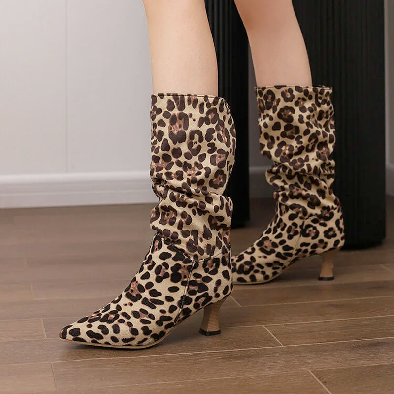 Agathe | Mid-Calf Slip-On Heel Boots