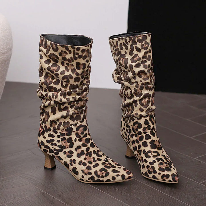 Agathe | Mid-Calf Slip-On Heel Boots