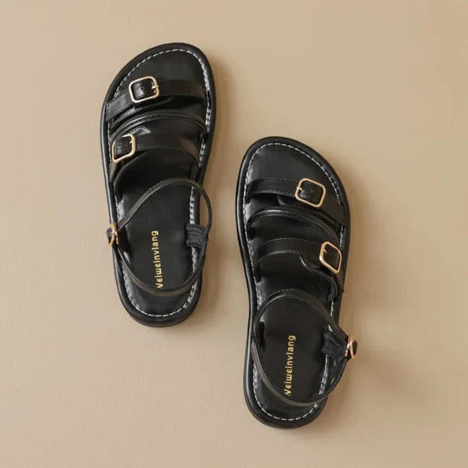 Mabel | Triple Buckle Leather Sandals