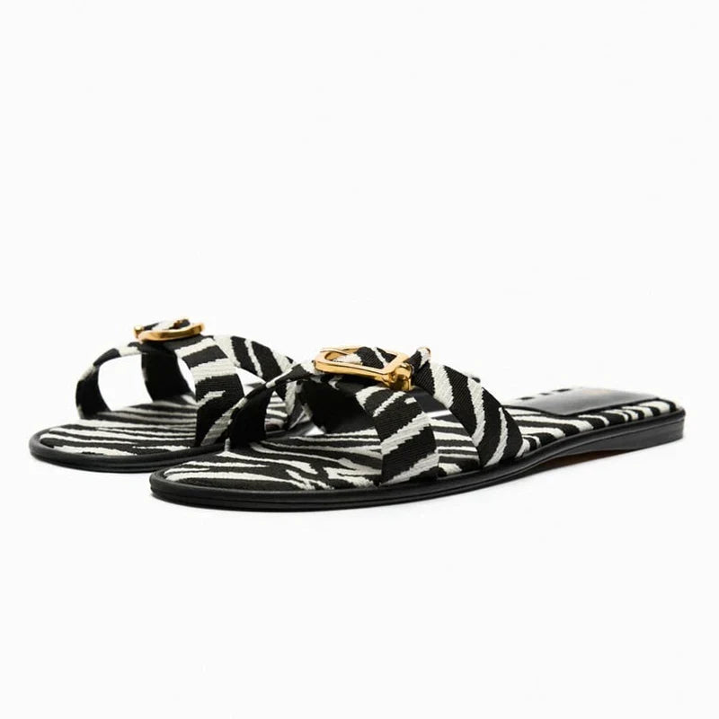 Vitalie | Crossed Strap Cutout Flat Slides