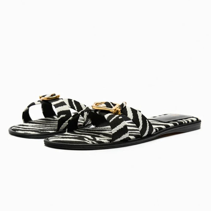 Vitalie | Crossed Strap Cutout Flat Slides