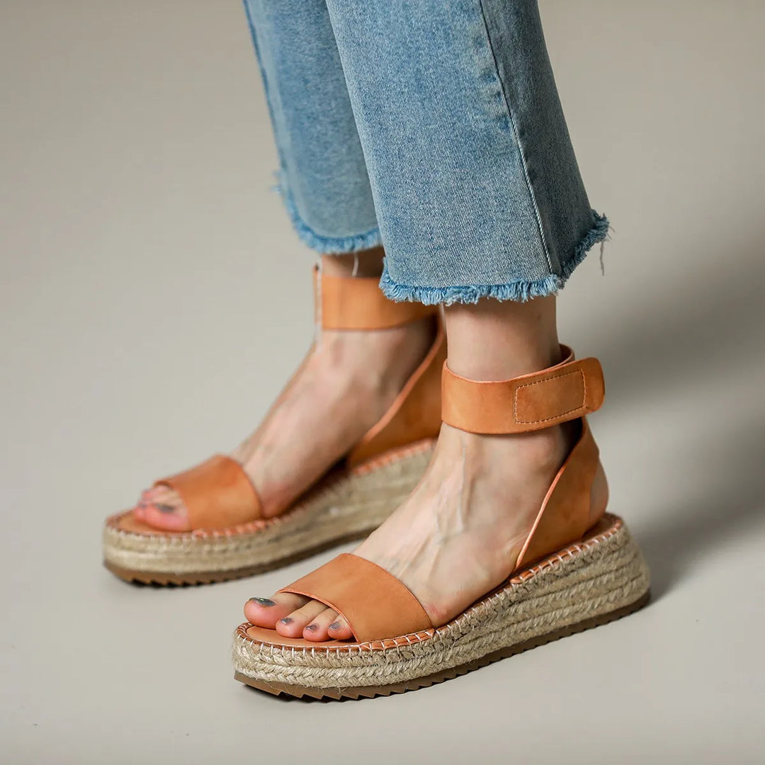 Zulma | Leather Strap Platform Espadrilles