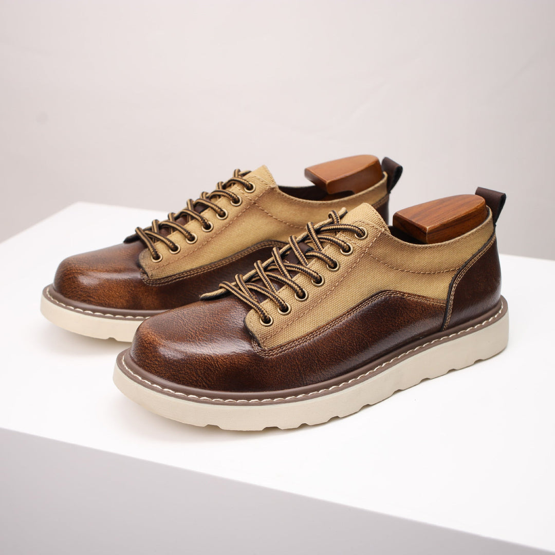 Célestin | Leather Canvas Lace-Up Sneakers