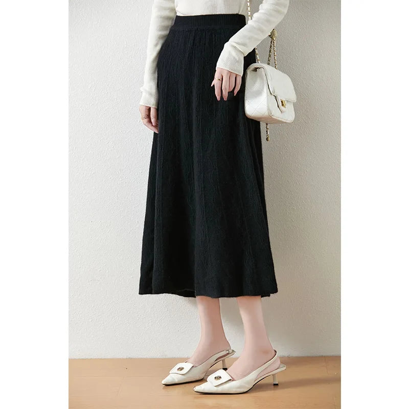 Olympia | Merino Wool Knit A-Line Skirt
