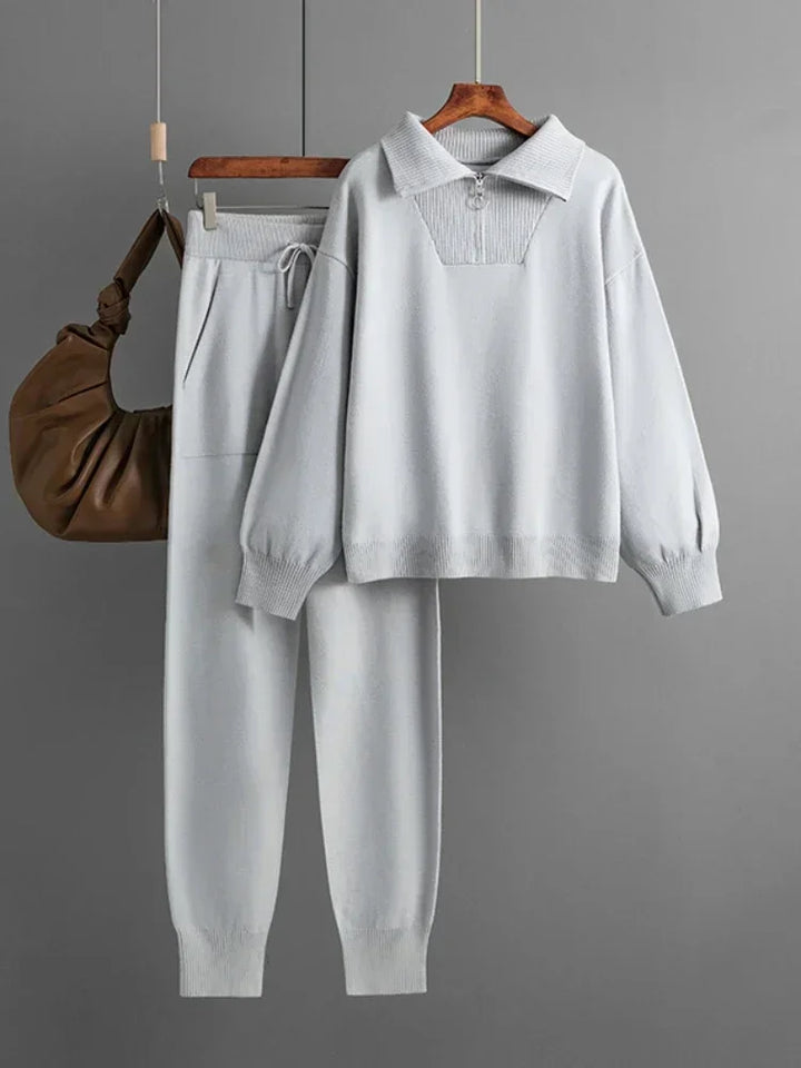 Thomasine | Half Zip Knit Two Piece Set