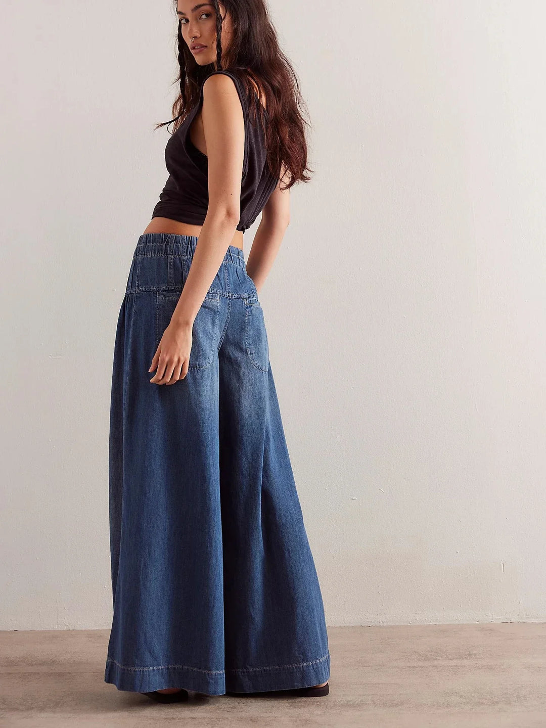 Lucia | Cotton Chambray Wide Leg Pants