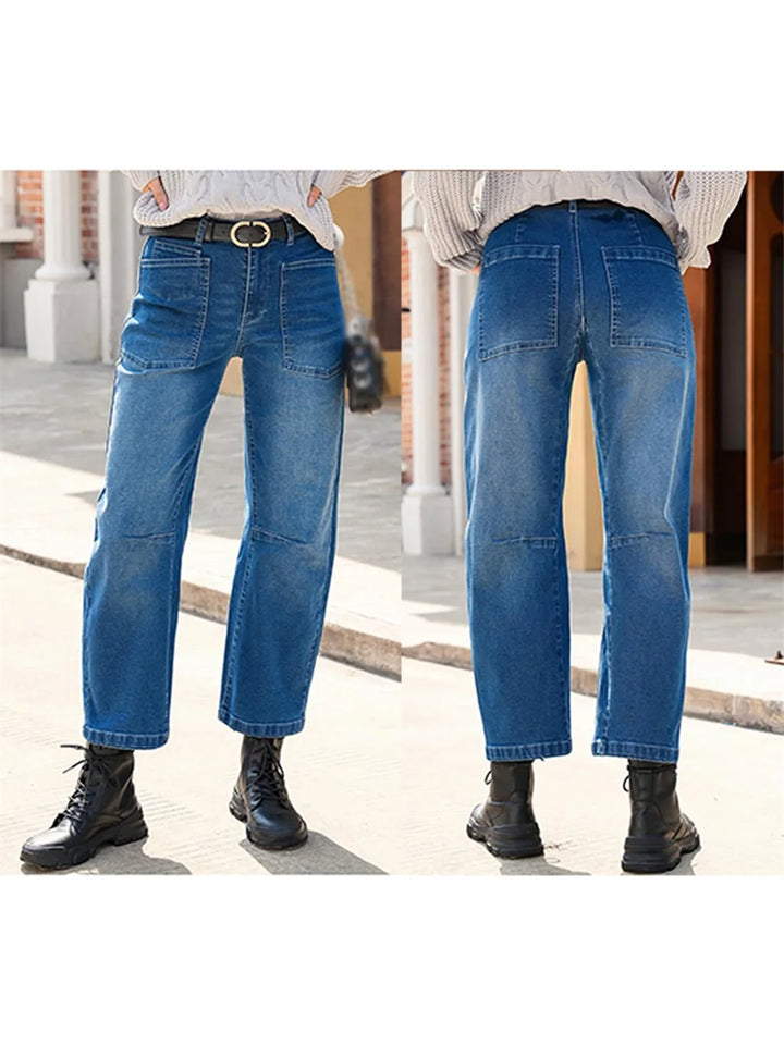 Sylviane | Structured Denim Barrel Leg Jeans