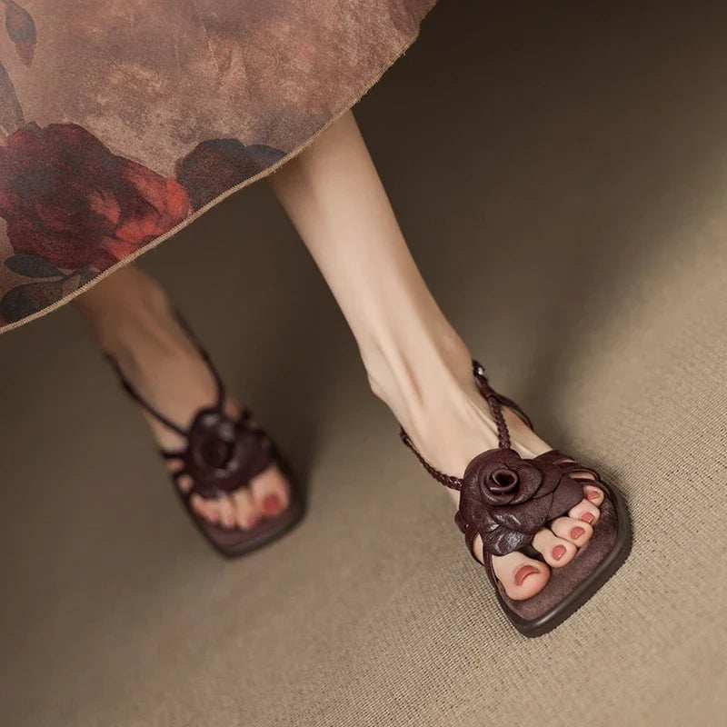 Laurianne | Chunky Heel Flower Band Sandals