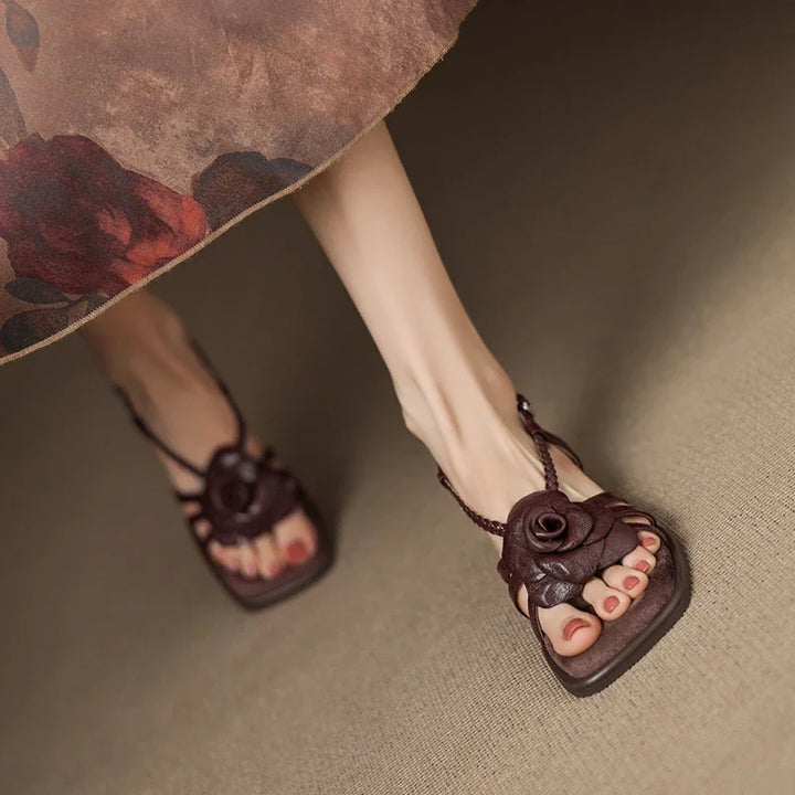 Laurianne | Chunky Heel Flower Band Sandals