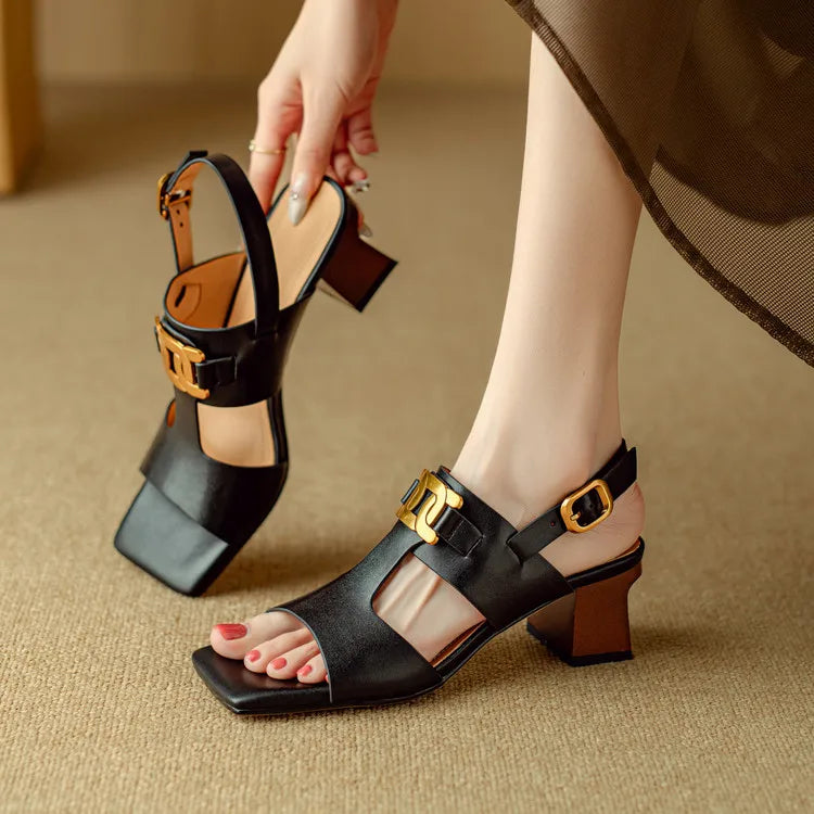 Hortensia | Chain Detail Block Heel Sandals